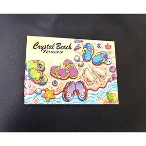 Vintage Crystal Beach Texas Flip Flops Refrigerator Magnet Sand Sea Shells